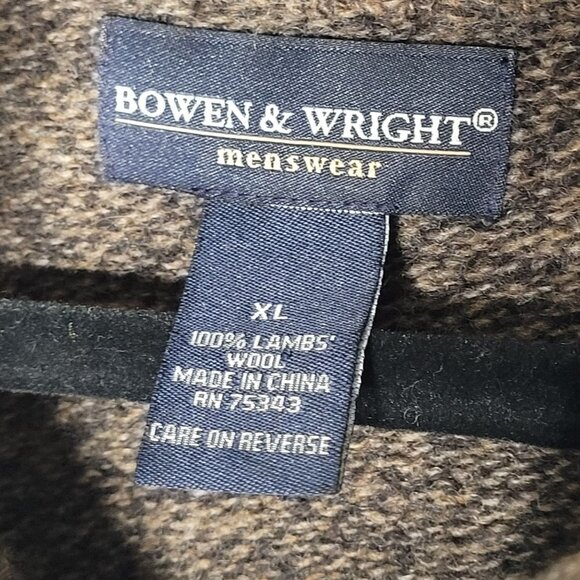 Bowen & Wright Mens 100% lambs wool Mock neck fair isle print Sweater size XL - Picture 3 of 8